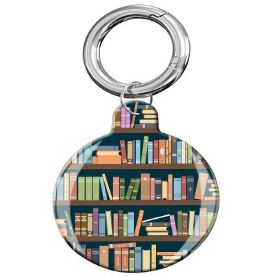 ANDRIU Case Compatible with Air Tag,Protective Tracker Case with Loop Keychain Holder,Scratch Resistant Air Tag Cover for Wallet,Luggage,Dog,Pets(Bookshelves full of books)
