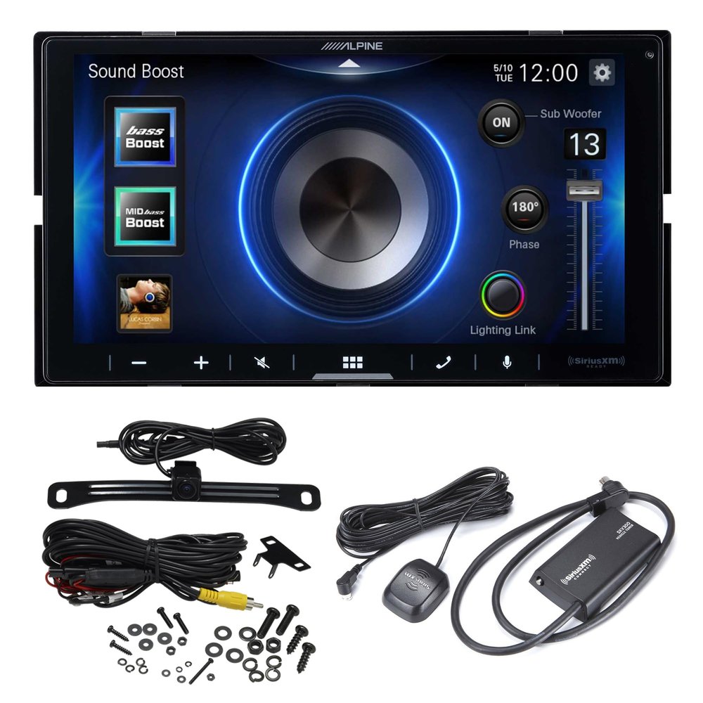Alpine iLX-W670 7" Mechless Bluetooth Car Receiver Deck with Sirius Tuner and Voxx HD Wide Angle Backup Camera Bundle. Android and iPhone Bluetooth Integration for Android Auto and Apple Car Play.