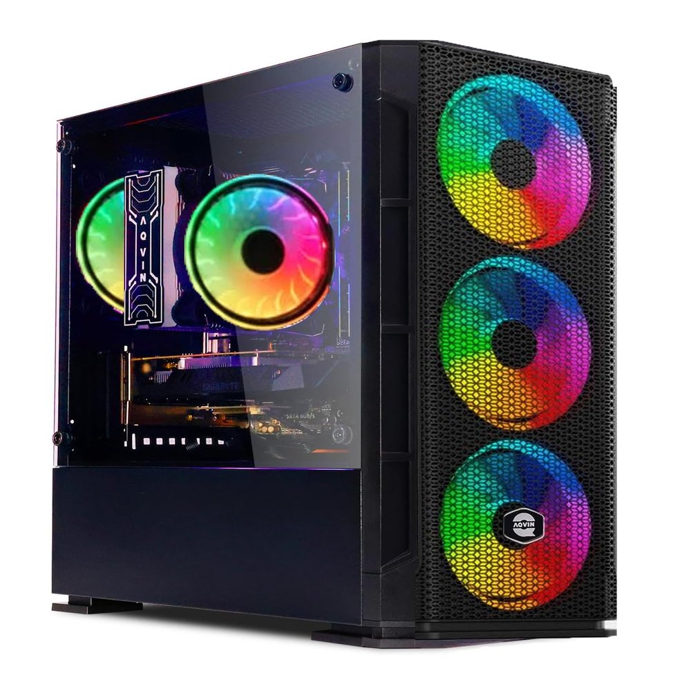 AQVIN Gaming Computer PC Desktop - Intel Core i7 Processor Up to 3.9Ghz, GeForce RTX 2060 6GB GDDR6, 32GB RAM Memory 1TB SSD Storage, RGB Keyboard and Mouse, HDMI, WiFi Ready, Windows 10 Pro -Black