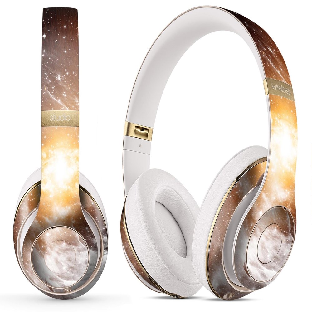 DesignSkinz - Compatible with Beats Solo 2/3 Wireless - Skin Decal Protective Scratch Resistant Vinyl Wrap - Golden Space Swirl
