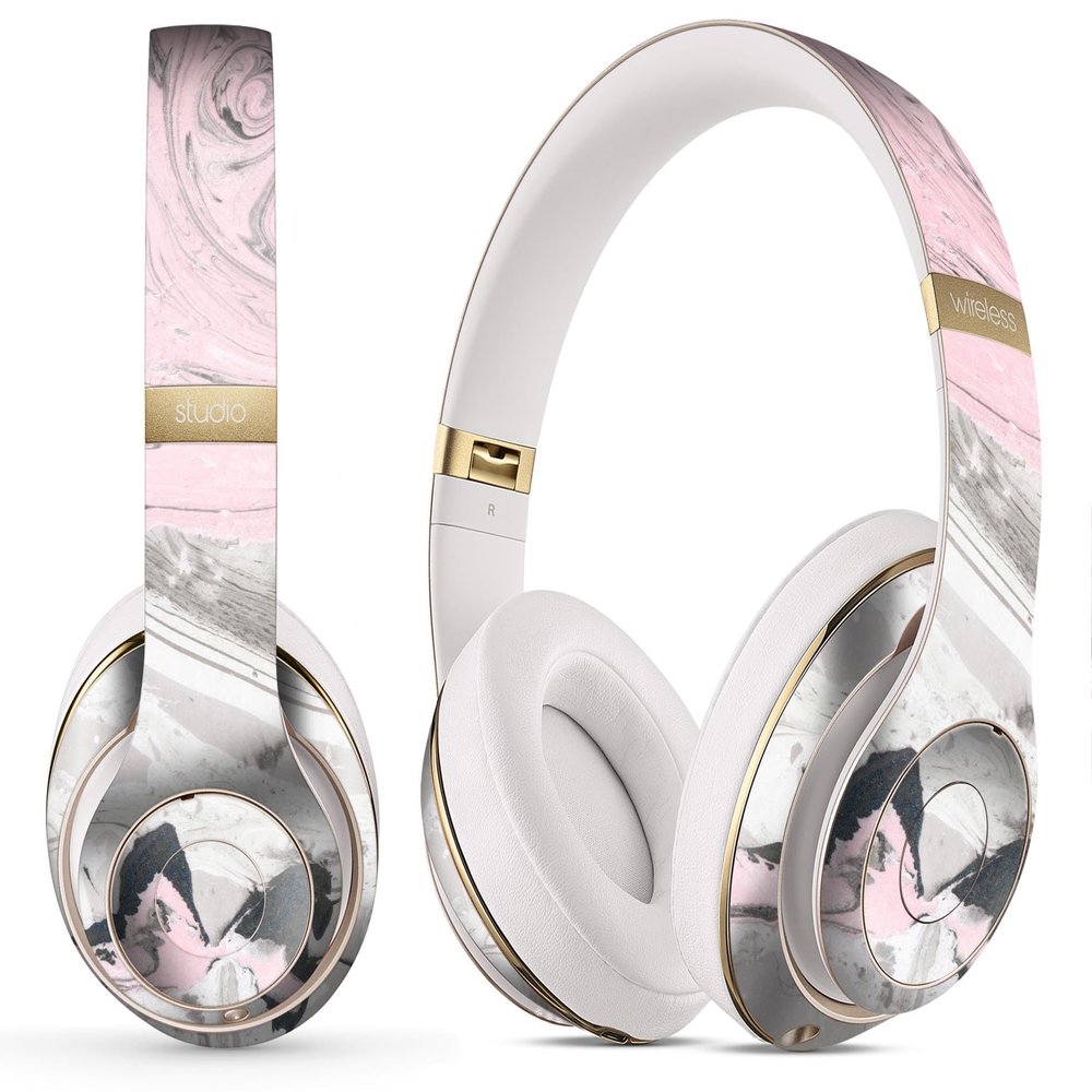 DesignSkinz - Compatible with Beats Solo/SoloHD - Skin Decal Protective Scratch Resistant Vinyl Wrap - Mixtured Pink and Gray Textured Marble