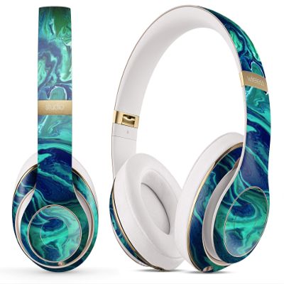 DesignSkinz - Compatible with Beats Studio (1st Gen) - Skin Decal Protective Scratch Resistant Vinyl Wrap - Teal Oil Mixture