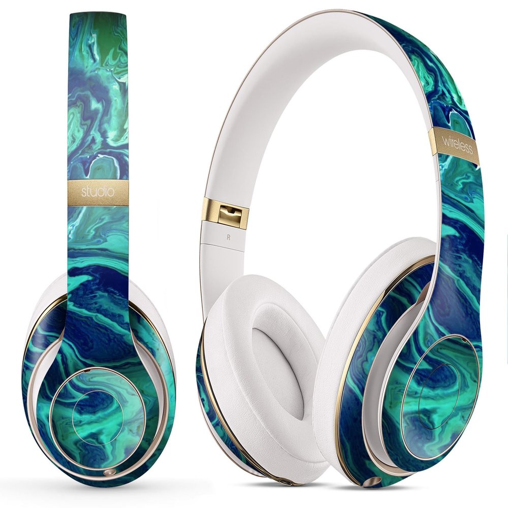 DesignSkinz - Compatible with Beats Studio (1st Gen) - Skin Decal Protective Scratch Resistant Vinyl Wrap - Teal Oil Mixture