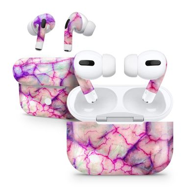 DesignSkinz - Compatible with AirPods 3 - Skin Decal Protective Scratch Resistant Vinyl Wrap - Red White Dragon Vein Agate Skin