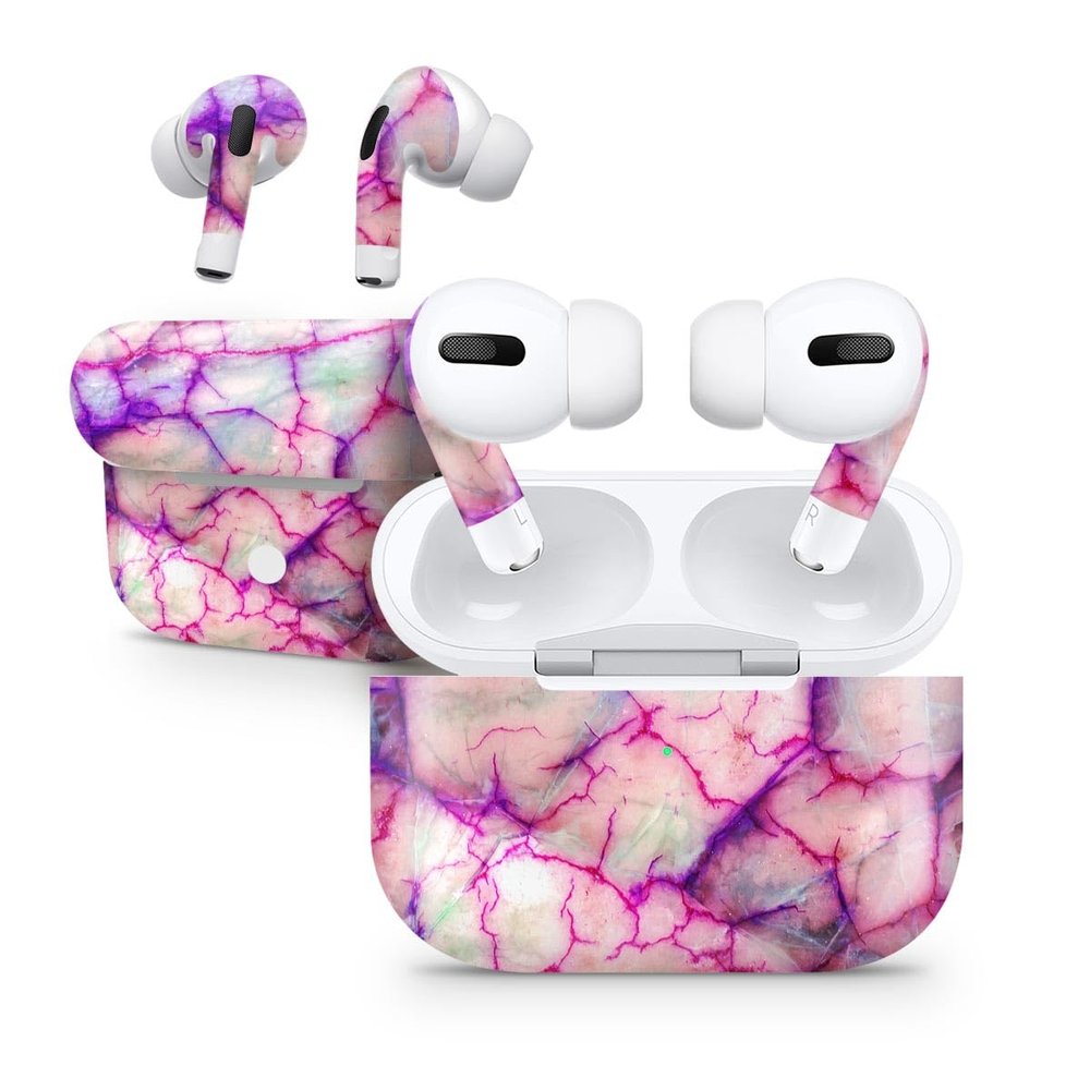 DesignSkinz - Compatible with AirPods 3 - Skin Decal Protective Scratch Resistant Vinyl Wrap - Red White Dragon Vein Agate Skin