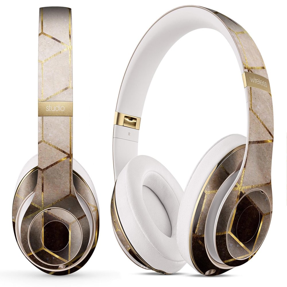 DesignSkinz - Compatible with Beats EP - Skin Decal Protective Scratch Resistant Vinyl Wrap - Modern Gold Hex V1