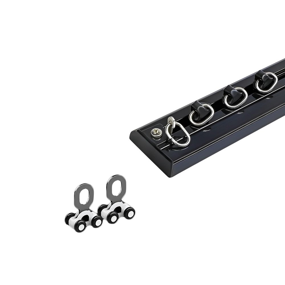 PQPQLI Ultra-Thin Ceiling Curtain Track, Hidden Curtain Rails, Room Divider Curtain Rods, Comes with Track,Rollers,Installation Hardware, for Bedroom, Living Room,Kitchen(Black,1.5m/4.9ft)