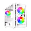 Apevia PHENOM-WH Phenom Micro ATX Gaming PC Case w/ 3x 120mm ARGB Fans, 366 RGB Light Modes, 2x Tempered Glass Panels, Front Panel Airflow Vents, Magnetic Dust Filters, 2x USB3.0, HD Audio Port, White view 1