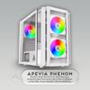 Apevia PHENOM-WH Phenom Micro ATX Gaming PC Case w/ 3x 120mm ARGB Fans, 366 RGB Light Modes, 2x Tempered Glass Panels, Front Panel Airflow Vents, Magnetic Dust Filters, 2x USB3.0, HD Audio Port, White view 2