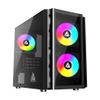 Apevia Phenom-BK Phenom Micro-ATX Gaming PC Case w/ 3X 120mm ARGB Fans, 366 RGB Light Modes, 1x Glass Front Panel, 340MM GPU Support, 1X USB3.0, 2X USB 2.0, Black view 1
