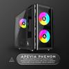 Apevia Phenom-BK Phenom Micro-ATX Gaming PC Case w/ 3X 120mm ARGB Fans, 366 RGB Light Modes, 1x Glass Front Panel, 340MM GPU Support, 1X USB3.0, 2X USB 2.0, Black view 2