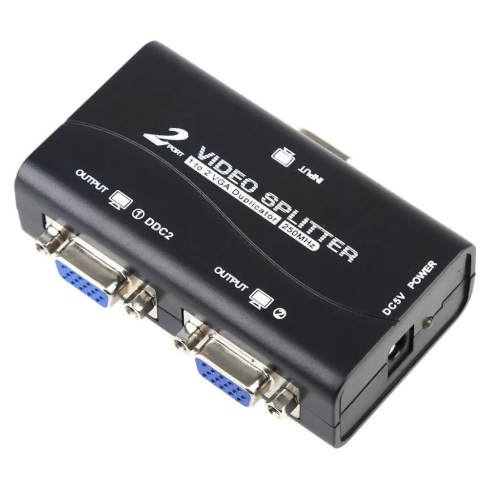 ZEZEFUFU VGA Splitter 1 in 2 Out High Resolution Switch VGA Video Splitter Converter Adapter for Laptop PC to Monitor