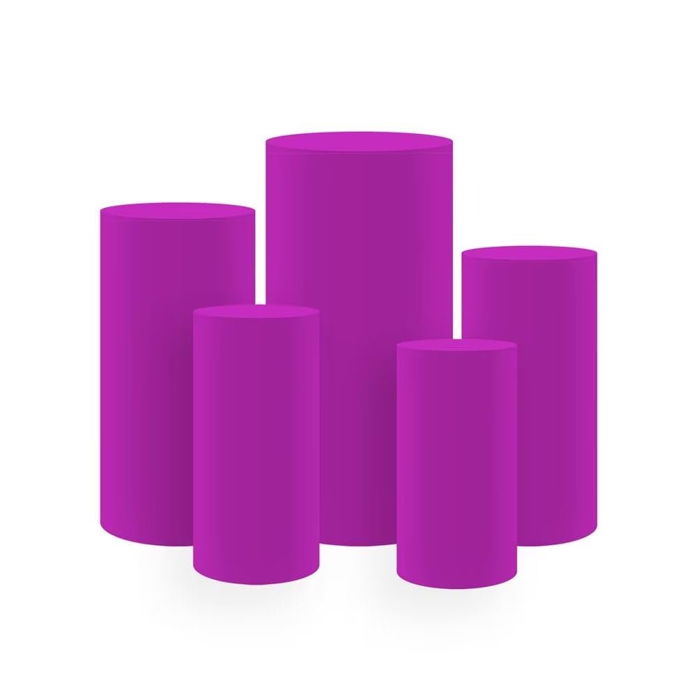 ROSEO Stretchable Spandex Pillar Covers for Metal Cylinder Pedestal Stands,5 pcs/Set,Display Box Stand Covers,Wedding Birthday Bridal Shower Prom Party Props.HP-2235