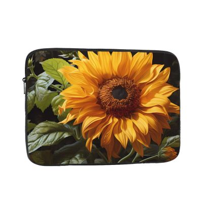 10 Inch Laptop Case Computer Sleeve Shockproof Water-Resistant Notebook Case Bag for Business Travel and Daily Use Yellow Sunflower On A Brown Background Prints