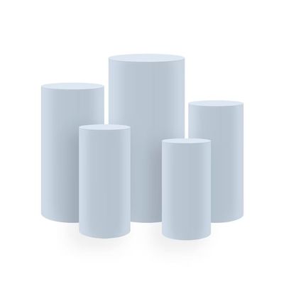 Light Blue Stretchable Spandex Pillar Covers for Metal Cylinder Pedestal Stands,5 pcs/Set,Display Box Stand Covers,Wedding Birthday Bridal Shower Prom Party Props.HP-2233