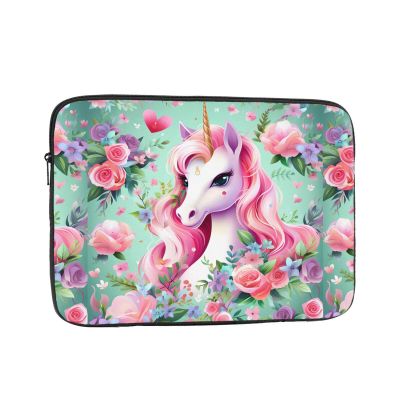 10 Inch Laptop Case Computer Sleeve Shockproof Water-Resistant Notebook Case Bag for Business Travel and Daily Use Pink Unicorn Prints