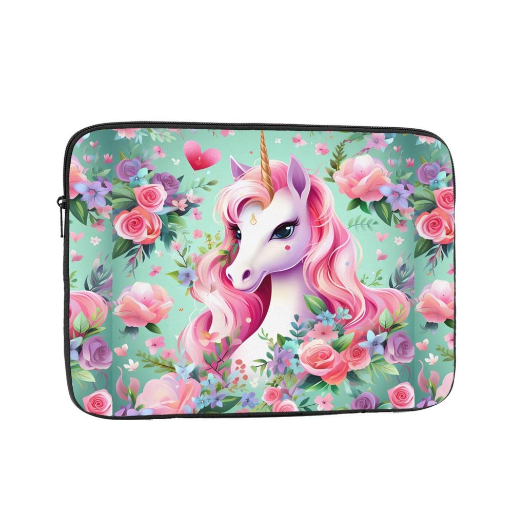 10 Inch Laptop Case Computer Sleeve Shockproof Water-Resistant Notebook Case Bag for Business Travel and Daily Use Pink Unicorn Prints