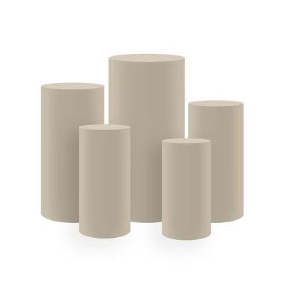 Khaki Stretchable Spandex Pillar Covers for Metal Cylinder Pedestal Stands,5 pcs/Set,Display Box Stand Covers,Wedding Birthday Bridal Shower Prom Party Props.HP-1896