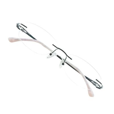VisionGlobal Pure Titanium Frame for men/women Blue Light Blocking,Hand-set Diamond Fashion Glasses (Pink Clear, No Magnification)