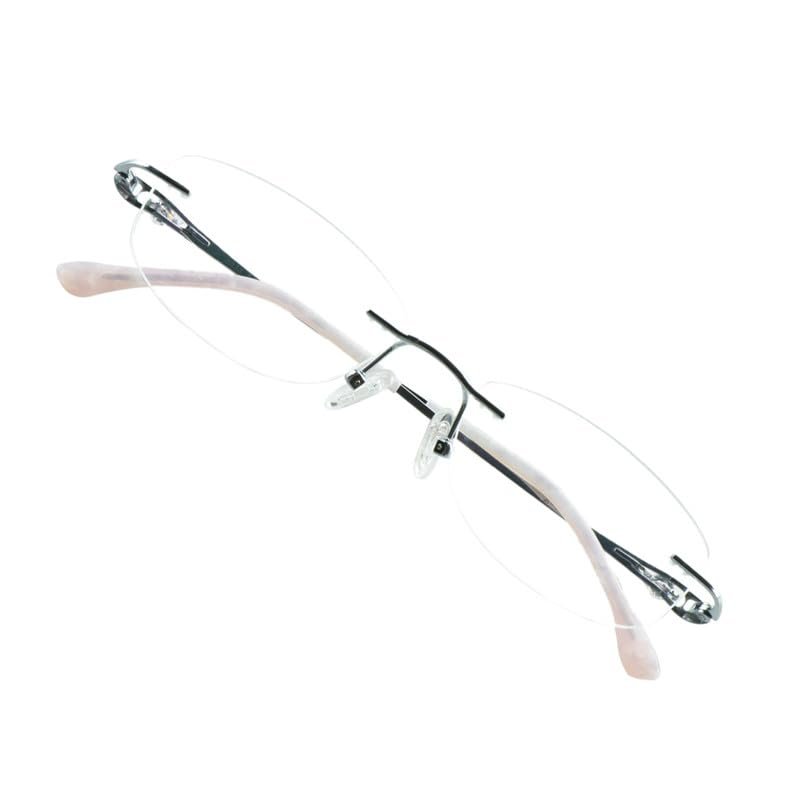 VisionGlobal Pure Titanium Frame for men/women Blue Light Blocking,Hand-set Diamond Fashion Glasses (Pink Clear, No Magnification)