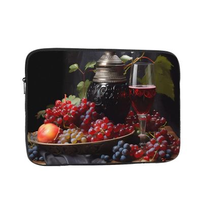 10 Inch Laptop Case Computer Sleeve Shockproof Water-Resistant Notebook Case Bag for Business Travel and Daily Use Grapes and Wine Prints