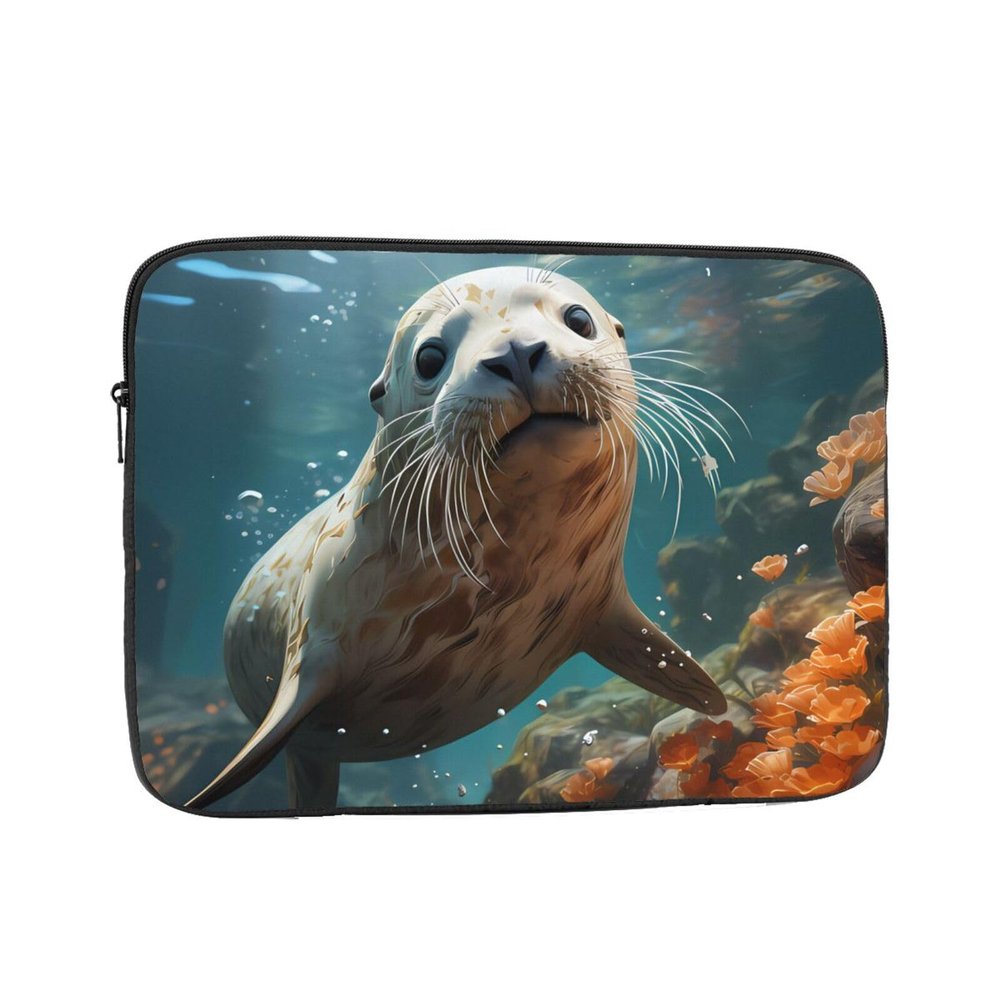 13 Inch Laptop Case Computer Sleeve Shockproof Water-Resistant Notebook Case Bag for Business Travel and Daily Use Seal Pup in Water Prints