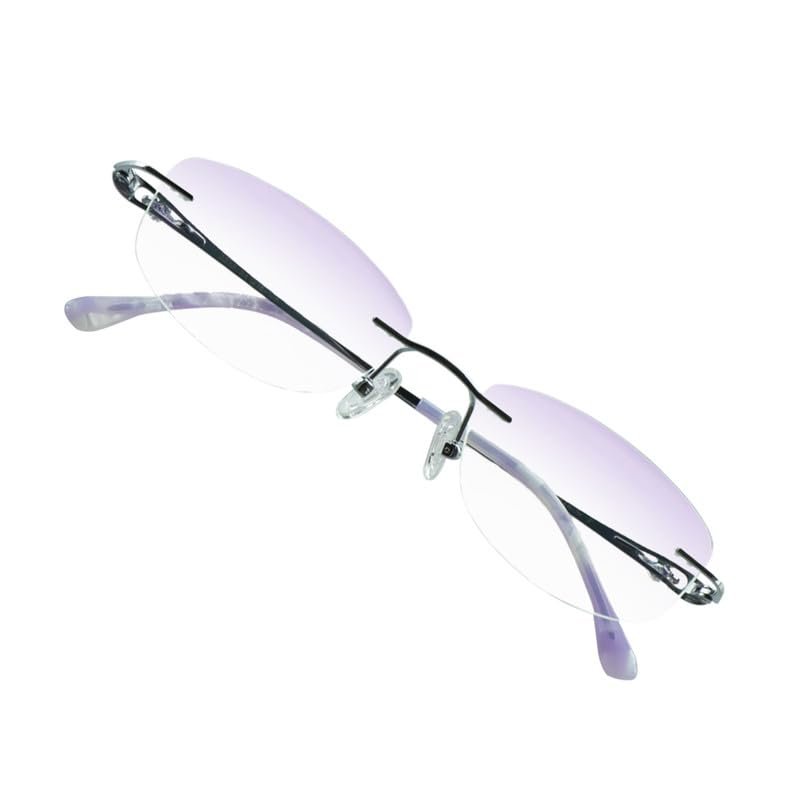 VisionGlobal Pure Titanium Frame for men/women Blue Light Blocking,Hand-set Diamond Fashion Glasses (Purple Purple, No Magnification)
