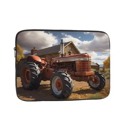 17 Inch Laptop Case Computer Sleeve Shockproof Water-Resistant Notebook Case Bag for Business Travel and Daily Use Red Tractor Prints