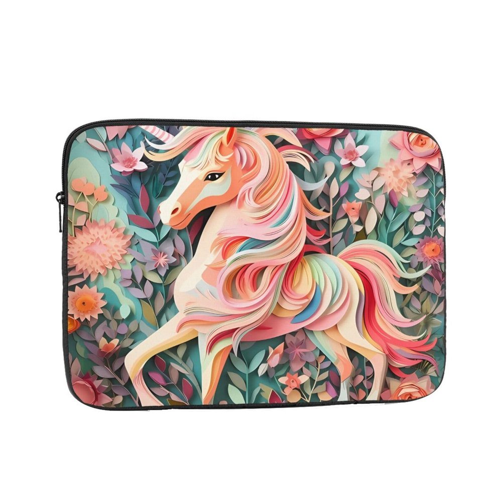 12 Inch Laptop Case Computer Sleeve Shockproof Water-Resistant Notebook Case Bag for Business Travel and Daily Use Pink Paper Cut Unicorn Prints