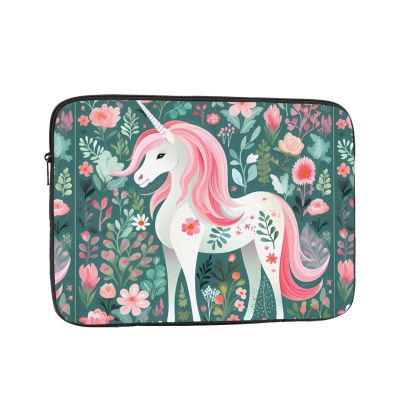 12 Inch Laptop Case Computer Sleeve Shockproof Water-Resistant Notebook Case Bag for Business Travel and Daily Use Unicorn with Pink Hair Prints
