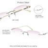 VisionGlobal Pure Titanium Frame for men/women Blue Light Blocking,Hand-set Diamond Fashion Glasses (Champagne Pink, 3.00 Magnification) view 2