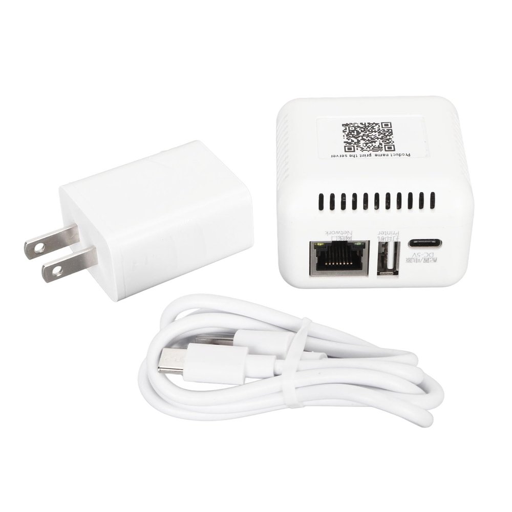 USB 2.0 Network Print Server, LAN Print Share Server for USB Printers Computer Print Server Adapter for or Later, for Android, for iOS (US Plug)