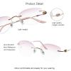 VisionGlobal Metal Readers for men/women Blue Light Blocking,Hand-set Diamond Fashion Square Glasses (Pink Pink, No Magnification) view 2