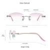 VisionGlobal Metal Readers for men/women Blue Light Blocking,Hand-set Diamond Fashion Square Glasses (Pink Pink, No Magnification) view 3