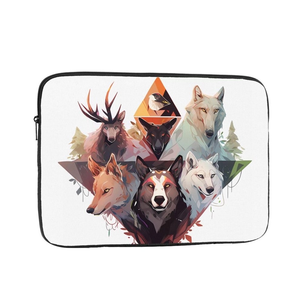 12 Inch Laptop Case Computer Sleeve Shockproof Water-Resistant Notebook Case Bag for Business Travel and Daily Use Wolves and Reindeer Prints