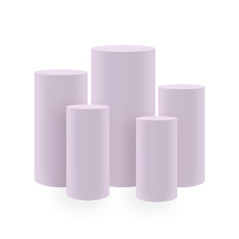 Light Pink Stretchable Spandex Pillar Covers for Metal Cylinder Pedestal Stands,5 pcs/Set,Display Box Stand Covers,Wedding Birthday Bridal Shower Prom Party Props.HP-2234