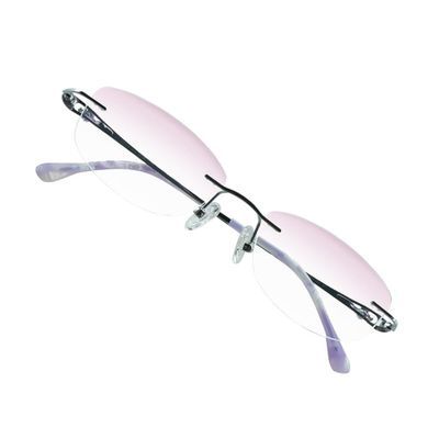 VisionGlobal Pure Titanium Frame for men/women Blue Light Blocking,Hand-set Diamond Fashion Glasses (Purple Pink, 1.00 Magnification)