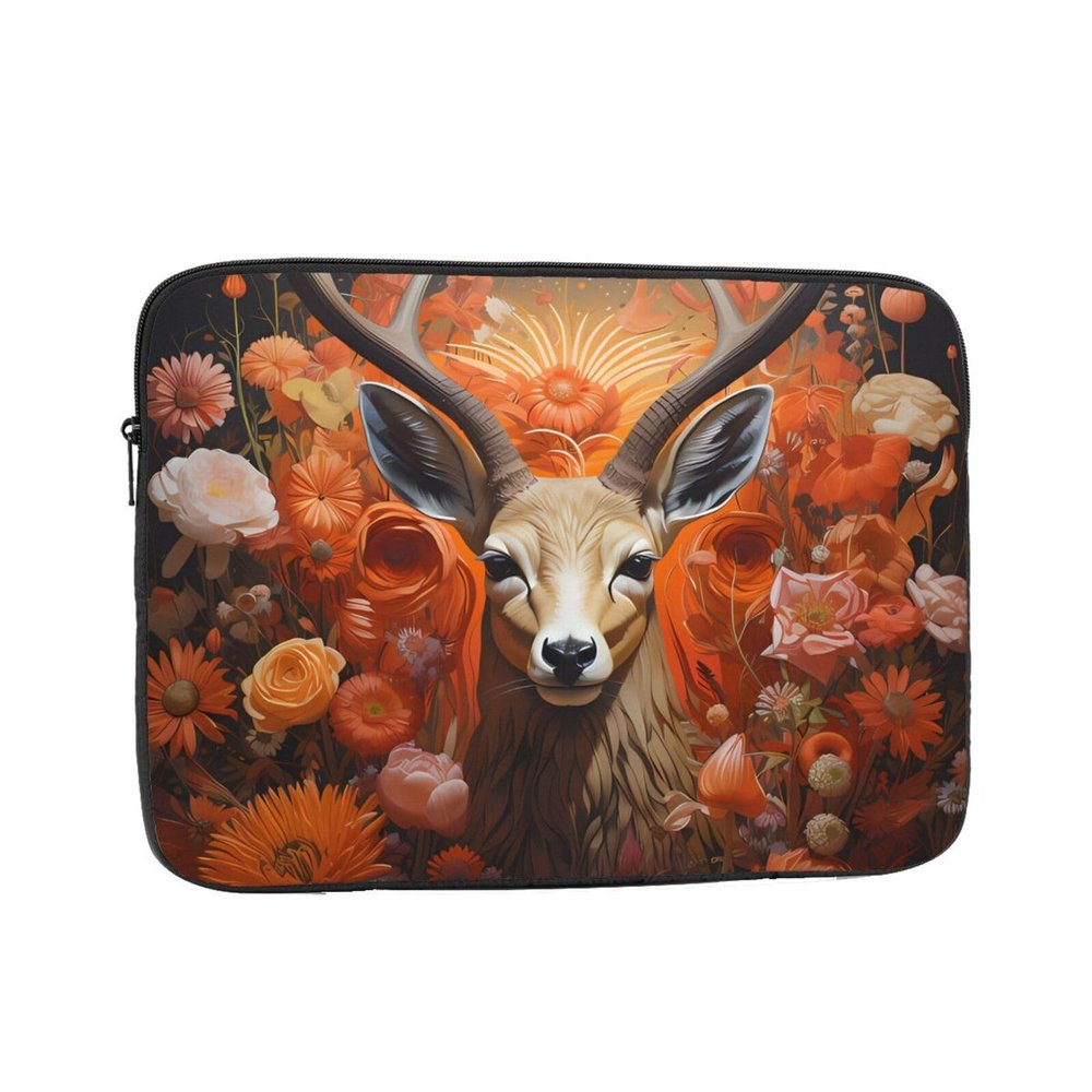 10 Inch Laptop Case Computer Sleeve Shockproof Water-Resistant Notebook Case Bag for Business Travel and Daily Use Antelope and Flowers Prints