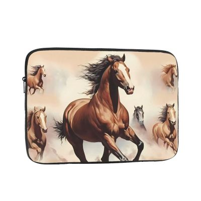 10 Inch Laptop Case Computer Sleeve Shockproof Water-Resistant Notebook Case Bag for Business Travel and Daily Use Prancing Brown Horse Prints
