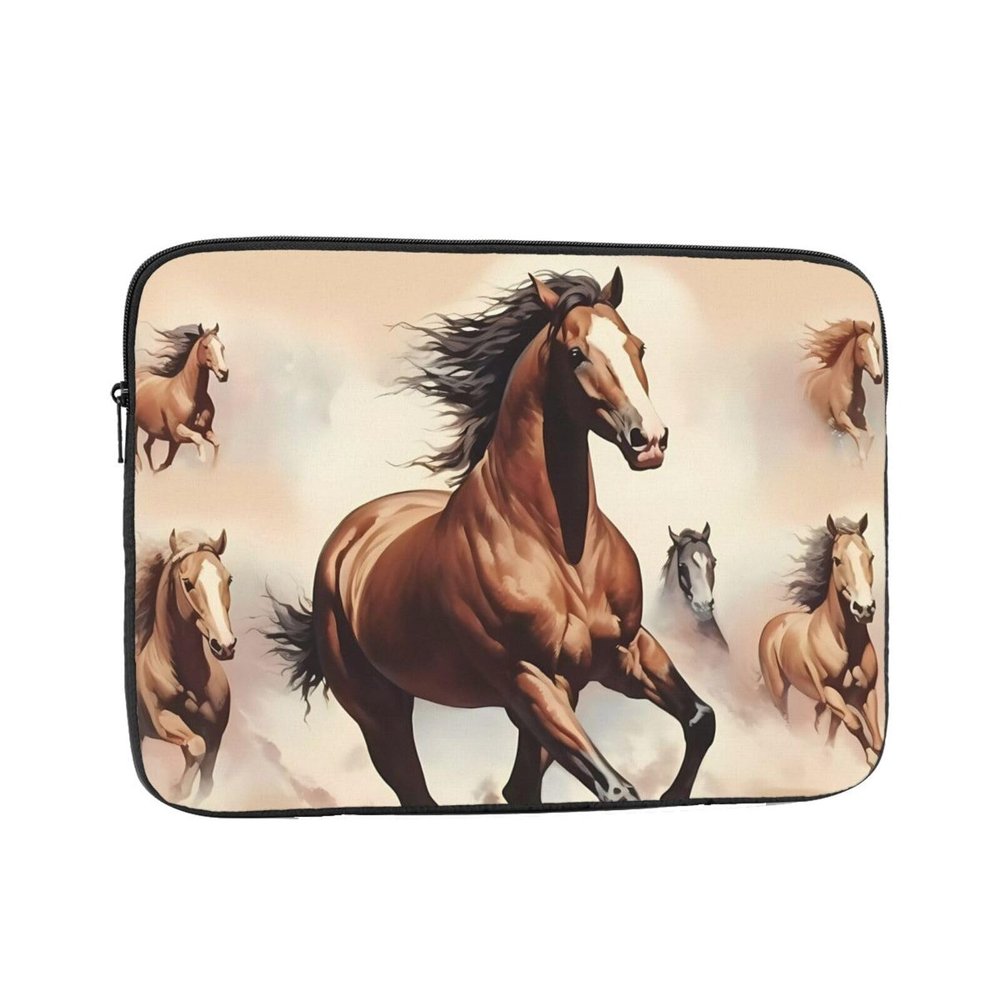 10 Inch Laptop Case Computer Sleeve Shockproof Water-Resistant Notebook Case Bag for Business Travel and Daily Use Prancing Brown Horse Prints