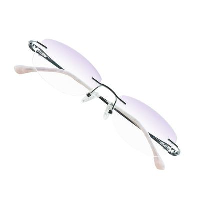 VisionGlobal Pure Titanium Frame for men/women Blue Light Blocking,Hand-set Diamond Fashion Glasses (Pink Purple, No Magnification)