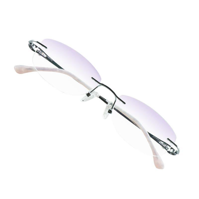 VisionGlobal Pure Titanium Frame for men/women Blue Light Blocking,Hand-set Diamond Fashion Glasses (Pink Purple, No Magnification)