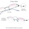 VisionGlobal Metal Readers for men/women Blue Light Blocking,Hand-set Diamond Fashion Square Glasses (Purple Pink, No Magnification) view 2