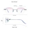 VisionGlobal Metal Readers for men/women Blue Light Blocking,Hand-set Diamond Fashion Square Glasses (Purple Pink, No Magnification) view 3