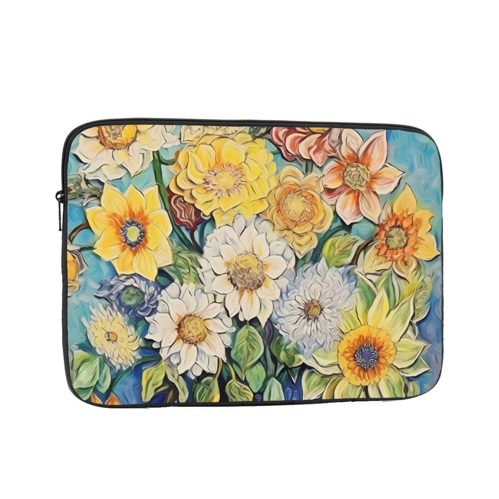 15 Inch Laptop Case Computer Sleeve Shockproof Water-Resistant Notebook Case Bag for Business Travel and Daily Use Oil On Canvas Flowers Prints