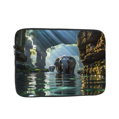 15 Inch Laptop Case Computer Sleeve Shockproof Water-Resistant Notebook Case Bag for Business Travel and Daily Use Asian Elephant in The Water Prints
