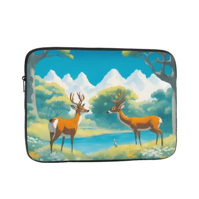 10 Inch Laptop Case Computer Sleeve Shockproof Water-Resistant Notebook Case Bag for Business Travel and Daily Use Two Cute Deer Prints