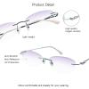 VisionGlobal Pure Titanium Frame for men/women Blue Light Blocking,Hand-set Diamond Fashion Glasses (Pink Purple, 2.50 Magnification) view 2