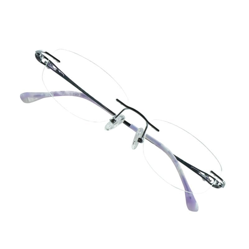 VisionGlobal Pure Titanium Frame for men/women Blue Light Blocking,Hand-set Diamond Fashion Glasses (Purple Clear, 4.00 Magnification)