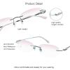 VisionGlobal Pure Titanium Frame for men/women Blue Light Blocking,Hand-set Diamond Fashion Glasses (Pink Pink, 4.00 Magnification) view 2